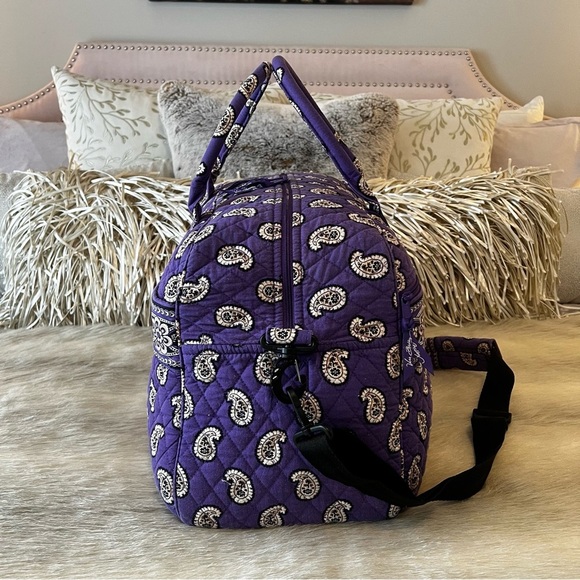 VERA BRADLEY Simply Violet 2010 Weekender Bag Purple Paisley Bandana Y2K Travel - Picture 7 of 16